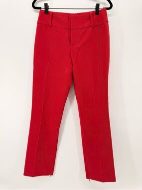 Alice + Olivia Ruby Red Tailored Dress Pant sz 0 straight leg ankle crop